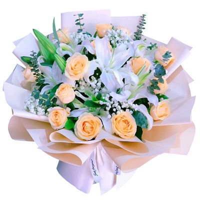 衡阳16朵香槟玫瑰2支百合，爱的温暖和幸福
