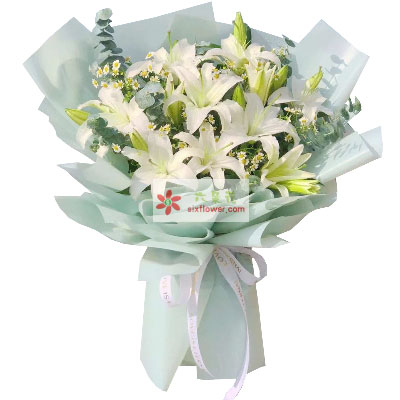 衡阳6支白色多头百合，温馨的祝福