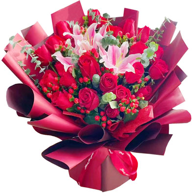 衡阳22朵红玫瑰百合，爱的火焰