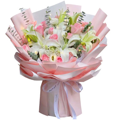 衡阳16朵粉玫瑰百合，感情稳定坚固