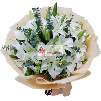 衡阳9支白色多头百合，祝福你幸福